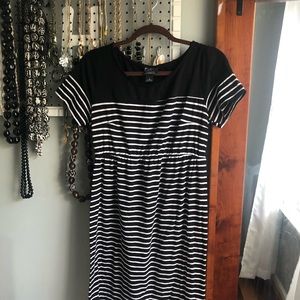 Maternity striped black & white knee length dress